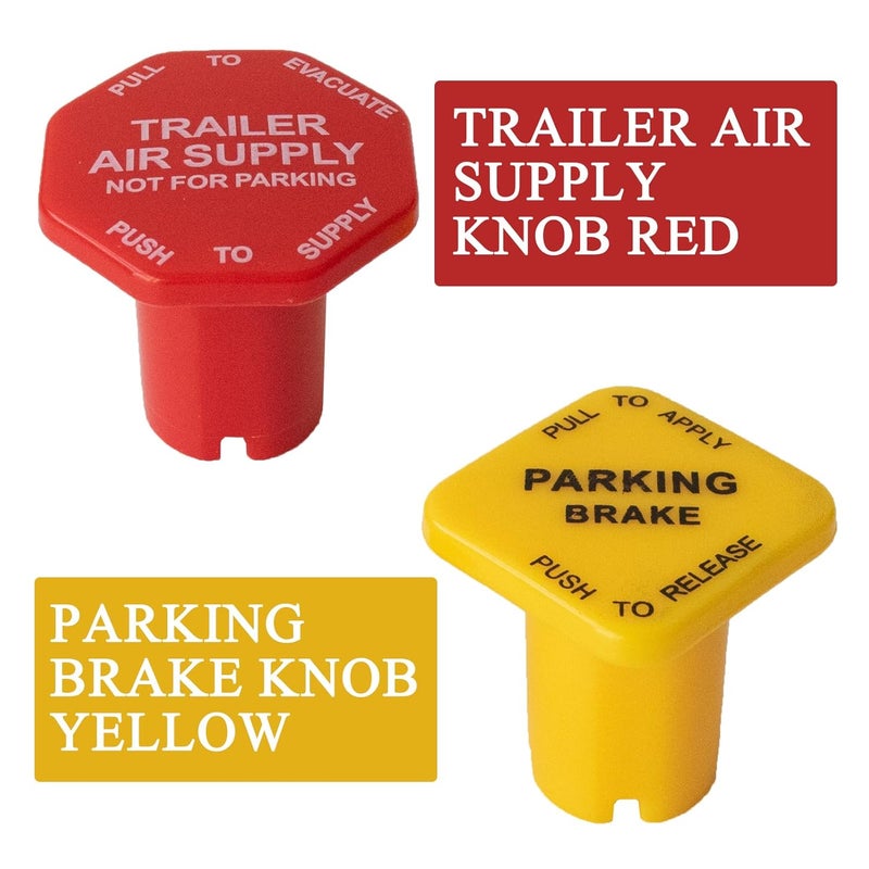 AUPARTIK Parking Brake & Trailer Air Supply Mv-3 Knob Yellow & Red Fit for Peterbilt Kenworth Volvo Western Star Truck Air Brake Knobs for Semi Trucks 298818 298817 - Image 2