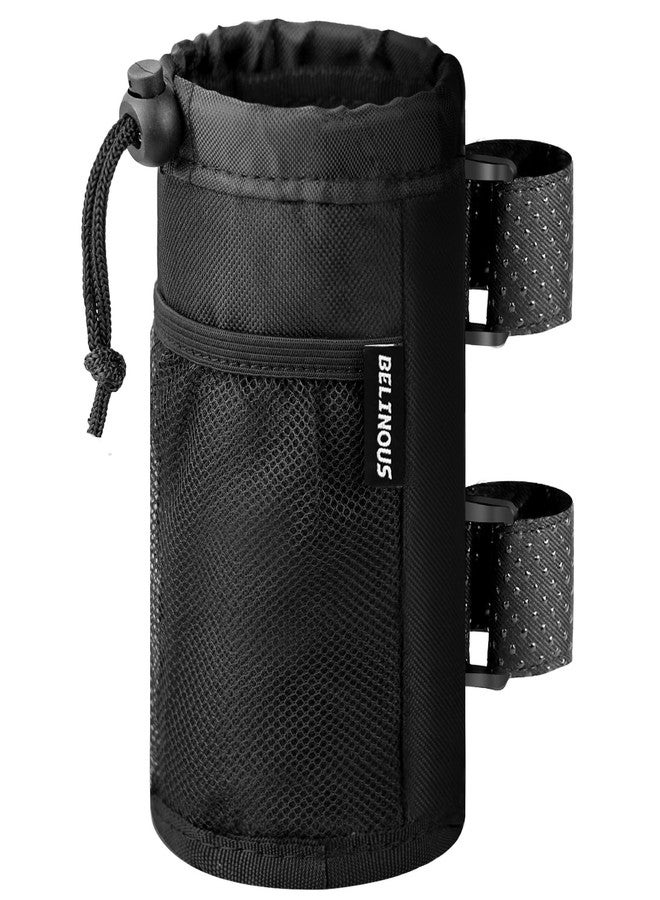 Belinous Bike Cup Holder for 8-24oz Bottles, Scooter Water Bottle Holder for Walker Wheelchair UTV Golf Cart and Boat, e-Bike Drink Holder with Net Pockets and Hook and Loop Straps - Image 1