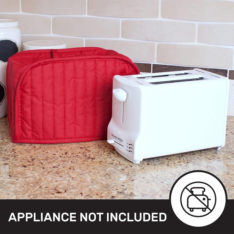RITZ Polyester/Cotton Quilted Two Slice Toaster Appliance Cover, Dust and Fingerprint Protection, Machine Washable, Paprika Red - Image 5