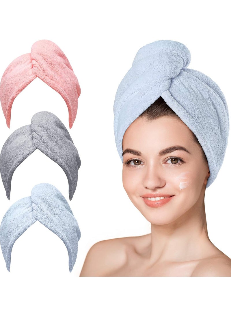 Beauenty Microfiber Hair Towel, 3 Packs Hair Turbans for Wet Hair, Drying Hair Wrap Towels for Curly Hair Women Anti Frizz - Image 1