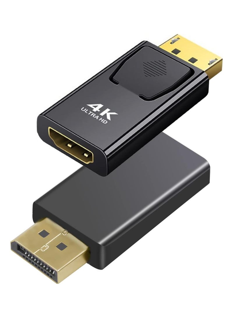 محول 4K DisplayPort إلى HDMI، عبوتان من محول DP أحادي الاتجاه من الكمبيوتر الشخصي إلى HDMI للشاشة، محول 4K Ultra HD DP DisplayPort إلى HDMI (ذكر إلى أنثى)، متوافق مع Lenovo وDell وHP والعلامات التجا - Image 1