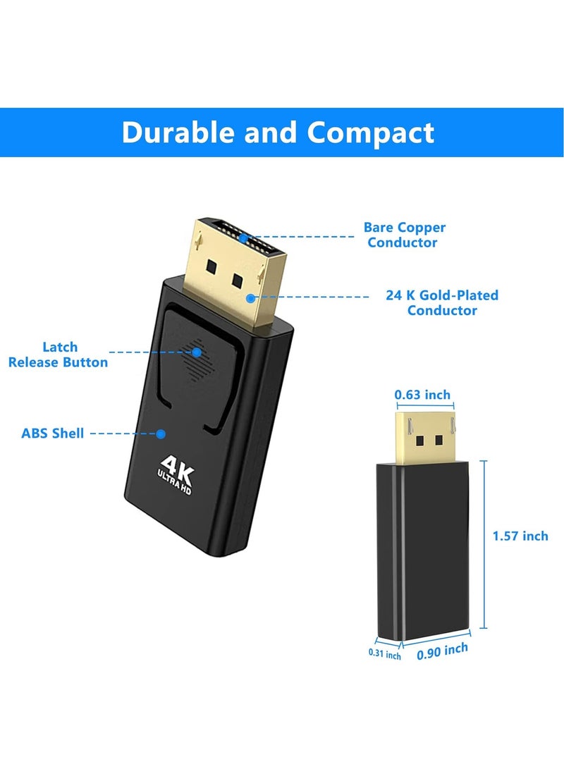 محول 4K DisplayPort إلى HDMI، عبوتان من محول DP أحادي الاتجاه من الكمبيوتر الشخصي إلى HDMI للشاشة، محول 4K Ultra HD DP DisplayPort إلى HDMI (ذكر إلى أنثى)، متوافق مع Lenovo وDell وHP والعلامات التجا - Image 4