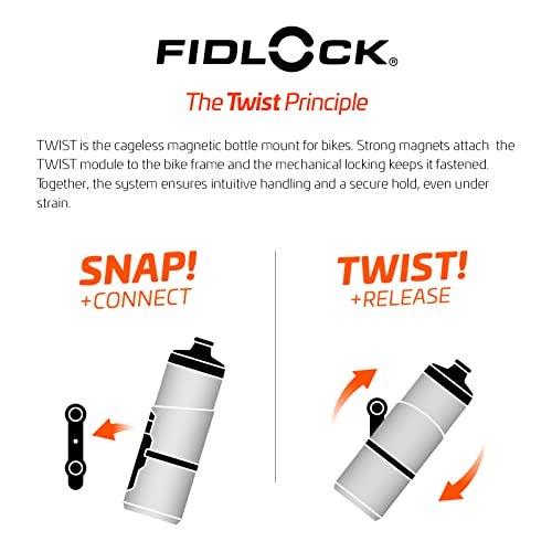 FIDLOCK Twist Bottle 800ml/27oz + Base Systems | New Leak-Proof, Self-Sealing Bottle Cap | Bike Water Bottle Holder with No Screws & Attached Bottle | Cage Free Magnetic Rack | Clear - Image 4