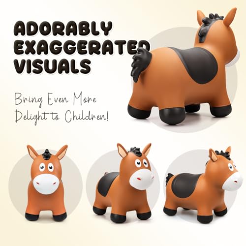 VangeBow Bouncy Horse for Toddlers 13 Inflatable Jumping Bouncy Animal Hopper Toys for 1 2 3 4 5 Year Old Girl Boy Kid First Birthday Gift Outdoor Indoor Soft Play Equipment Bouncer Pump Included - Image 5