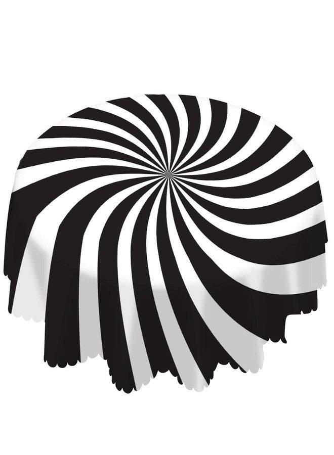 AOYEGO Black White Round Tablecloth 60 Inch Funny Swirl Stripes Modern Table Cloth Polyester Tablecloths for Home Decor, Parties, Picnic - Image 1