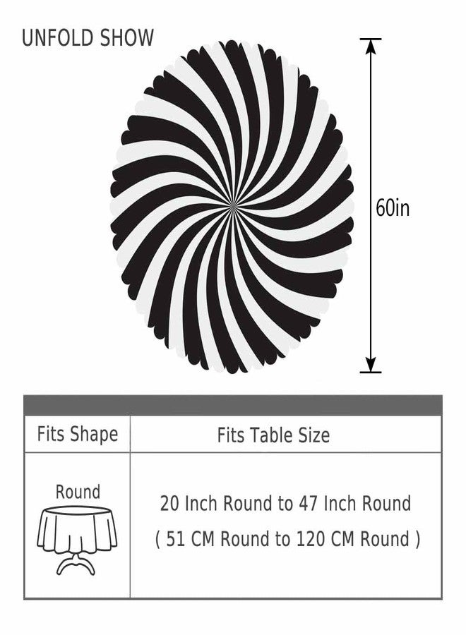 AOYEGO Black White Round Tablecloth 60 Inch Funny Swirl Stripes Modern Table Cloth Polyester Tablecloths for Home Decor, Parties, Picnic - Image 4