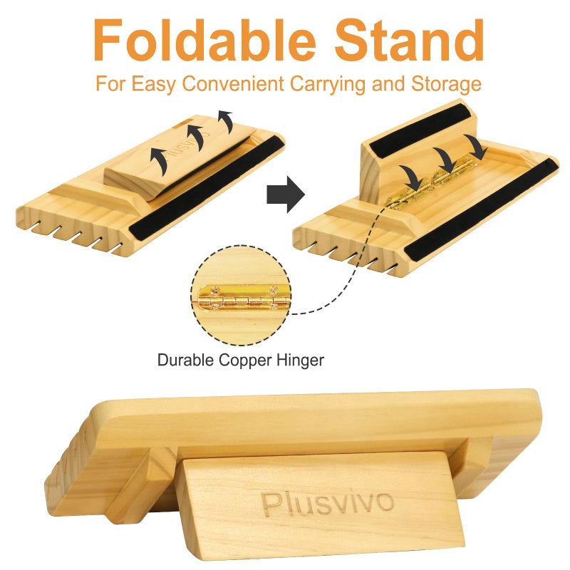 plusvivo Card Holders for Playing Cards with Adjustable Stand Set of 4 Playing Cards Holders Organizer for Adults Seniors Kids 5 Slots Wooden Card Holder for Canasta Hand and Foot Bridge - Image 3
