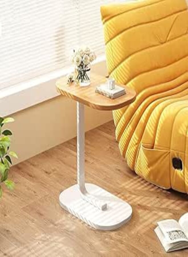 Modern Side Coffee Table Compact Living Room Accent Furniture With Wooden Top And Metal Stand Sofa Bedside Snack Laptop Holder Minimal Design Space Saving Home Decor For Living Room Bedroom
