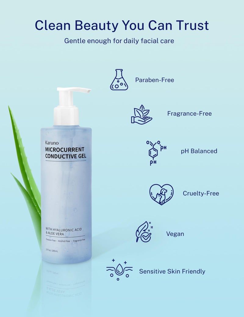 KARUNO 10oz Microcurrent Conductive Gel â€“ Hydrating Gel with Hyaluronic Acid & Aloe Vera â€“ Fragrance-Free, Paraben-Free, Non-Irritating â€“ Safe for All Skin Types - Image 5