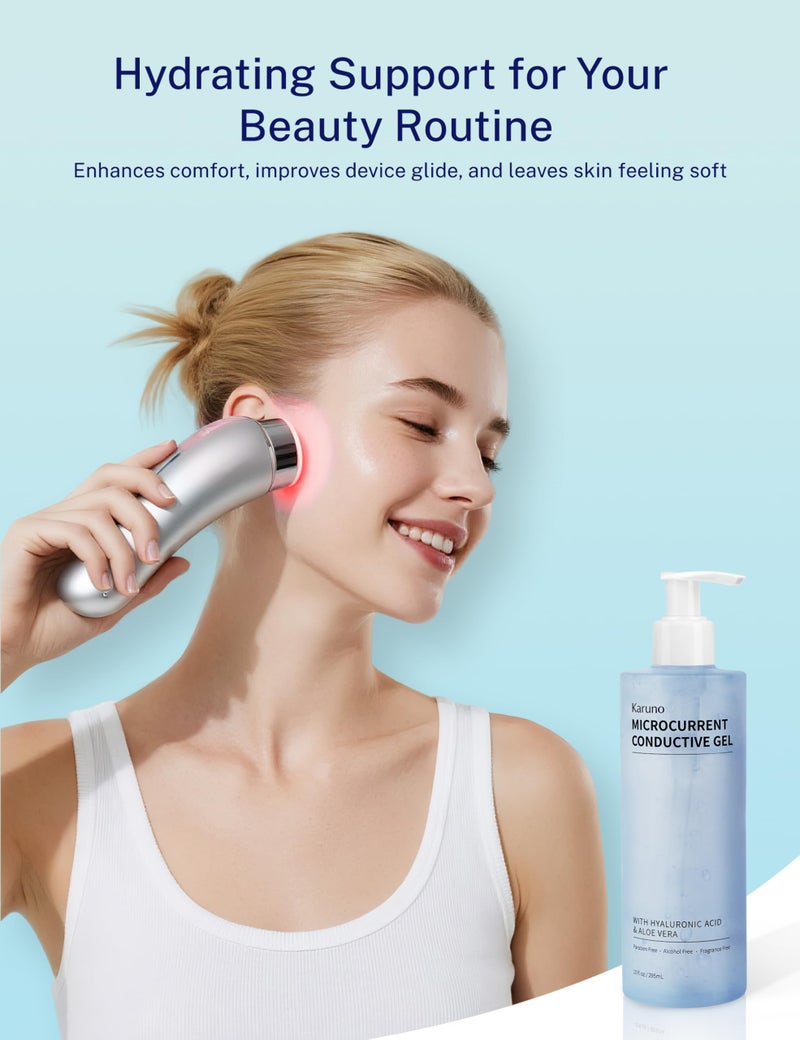 KARUNO 10oz Microcurrent Conductive Gel â€“ Hydrating Gel with Hyaluronic Acid & Aloe Vera â€“ Fragrance-Free, Paraben-Free, Non-Irritating â€“ Safe for All Skin Types - Image 3