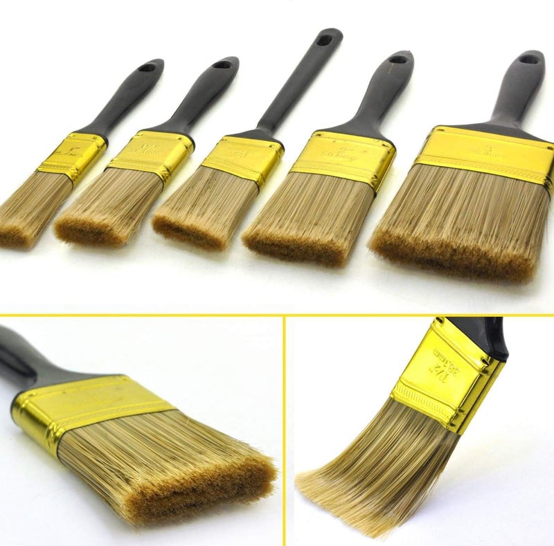 Greatandrew Great Andrew Paint Brushes, 5 Pack Great Value Multi use(3" 2" 1.5" 1" Flat &1.5" Angled) Paint Brush Pack, Paint Brushes Set for Home Furniture Fences Wall Trim - Image 2