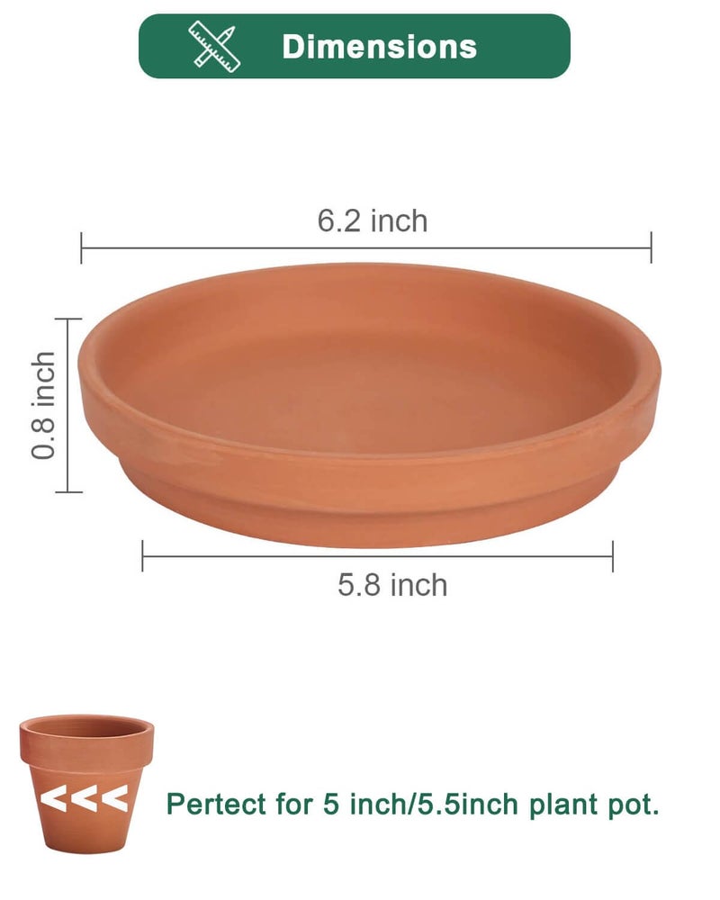 vensovo 6 Inch Terracotta Plant Saucer Pots Tray - 6 Pcs Round Planter Saucers for Indoor & Outdoor Plants, Small Clay Trays Perfect for 5 Inch 5.5 Inch 6 Inch Flower Pot - Image 2