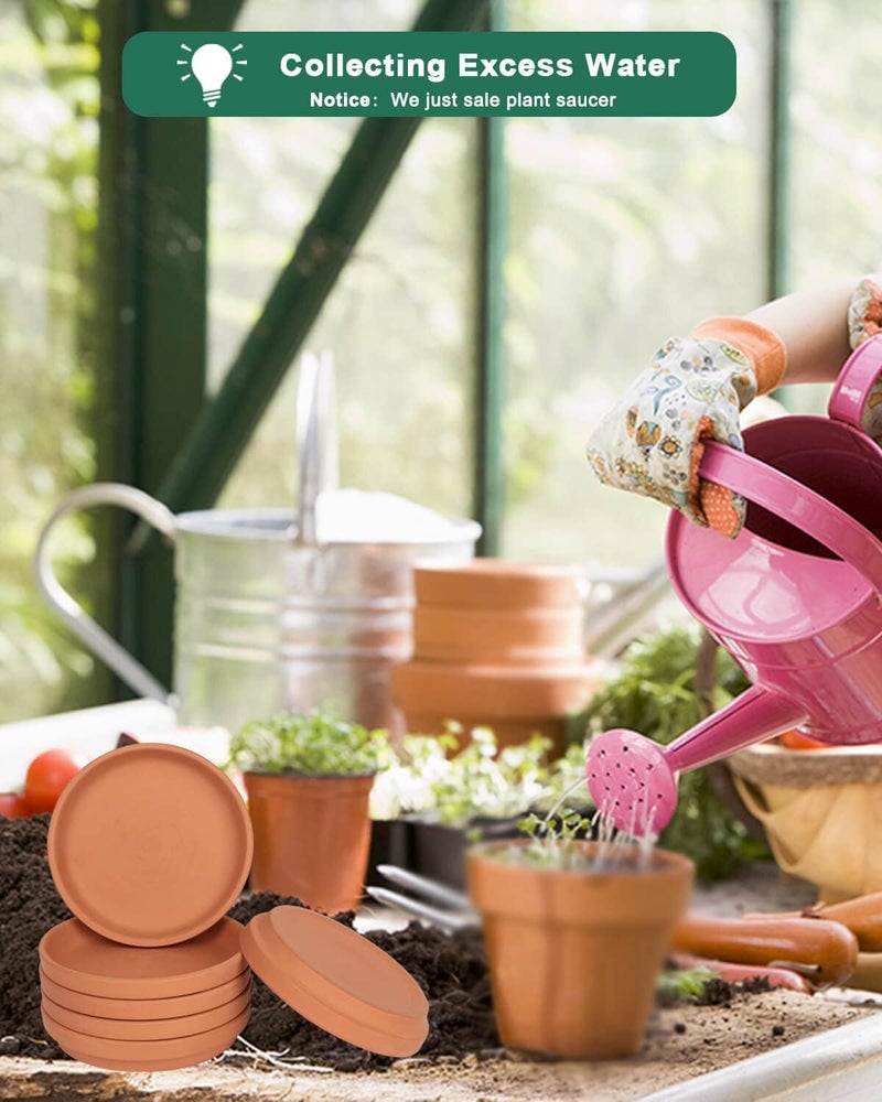 vensovo 6 Inch Terracotta Plant Saucer Pots Tray - 6 Pcs Round Planter Saucers for Indoor & Outdoor Plants, Small Clay Trays Perfect for 5 Inch 5.5 Inch 6 Inch Flower Pot - Image 3