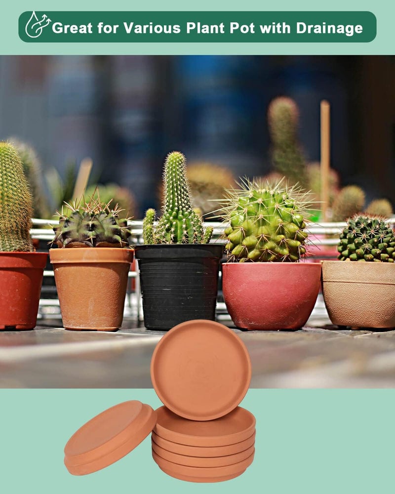 vensovo 6 Inch Terracotta Plant Saucer Pots Tray - 6 Pcs Round Planter Saucers for Indoor & Outdoor Plants, Small Clay Trays Perfect for 5 Inch 5.5 Inch 6 Inch Flower Pot - Image 5