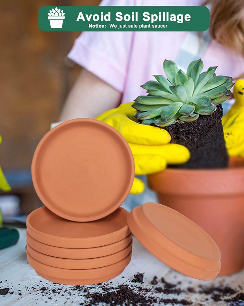 vensovo 6 Inch Terracotta Plant Saucer Pots Tray - 6 Pcs Round Planter Saucers for Indoor & Outdoor Plants, Small Clay Trays Perfect for 5 Inch 5.5 Inch 6 Inch Flower Pot - Image 4