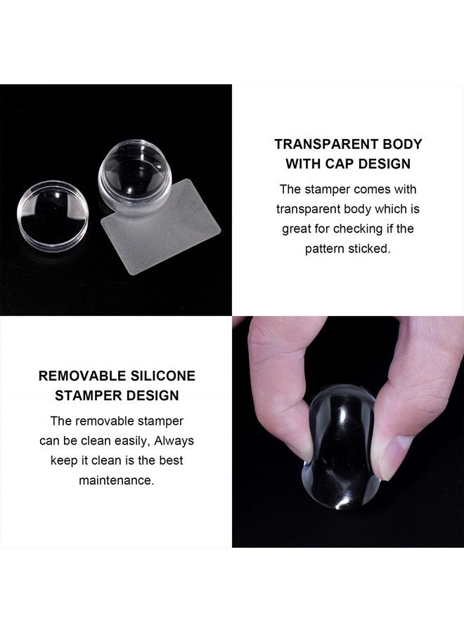 Bluezoo Nail Art Stamper, Clear Silicone Stamping Jelly with Scraper, Transparent Visible Body, No Misplacement for DIY Nail Decor - Image 2