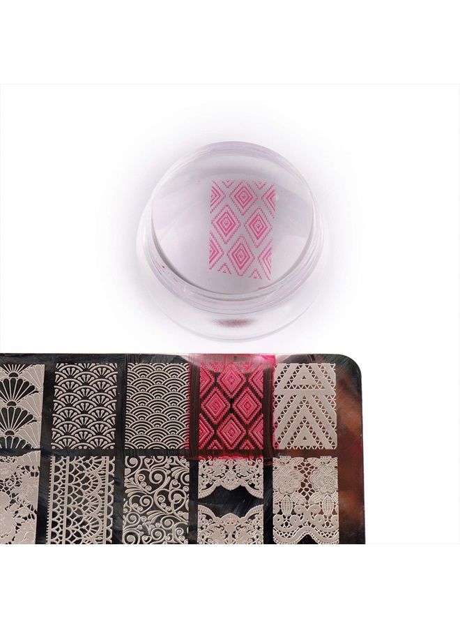 Bluezoo Nail Art Stamper, Clear Silicone Stamping Jelly with Scraper, Transparent Visible Body, No Misplacement for DIY Nail Decor - Image 4