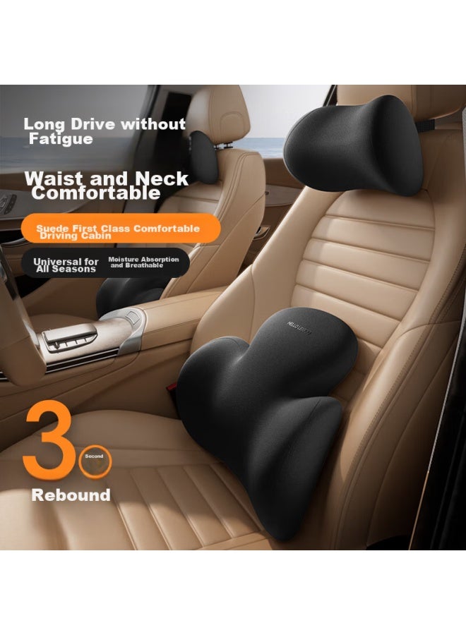 helloleiboo oleiboo Car Headrest And Lumbar Support Set, Neck Pillow And Back Cushion For Vehicles, Universal Memory Foam Seat Backrest Pillow - Image 1