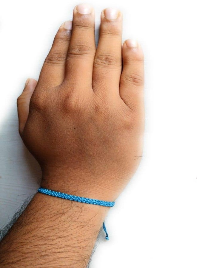 Jyokrish مصنوع يدويًا من الحرير السميك البسيط الأزرق القابل للتعديل من أجل Rakshabandhan | عزيزي بهاي |بهية |أخي |فيرا | سوار راخي | مجموعة من 1 للرجال - Image 4