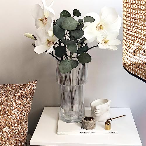 YANWE1 Large Glass Vase, 12 Inches Tall Vase for Flowers, Flower Vases for Bouquet, Modern Ribbed Glass Vases for Living Room, Dining Table, Office, Entryway, Mantle, Shelf, Wedding Gifts - Image 4