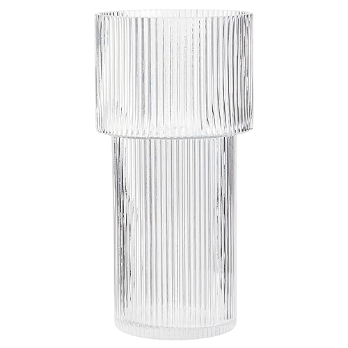 YANWE1 Large Glass Vase, 12 Inches Tall Vase for Flowers, Flower Vases for Bouquet, Modern Ribbed Glass Vases for Living Room, Dining Table, Office, Entryway, Mantle, Shelf, Wedding Gifts - Image 1
