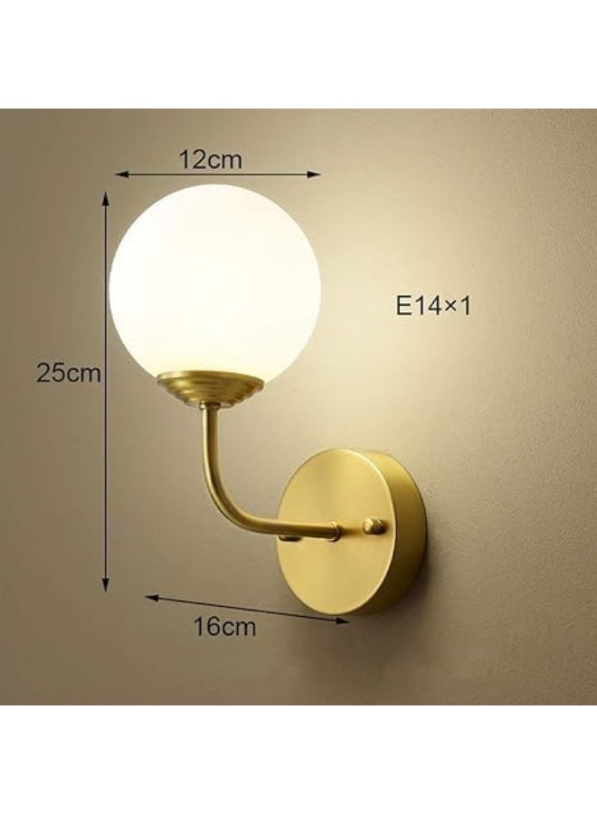 European Wall Light American Classic Wall Lamp Beautiful Brass Bracket Wall Light with White Glass Globe Shade E14 Socket Gold Finish Wall Sconce Decorative Lighting Fixture for Bedroom Bedside Aisle  - Image 5