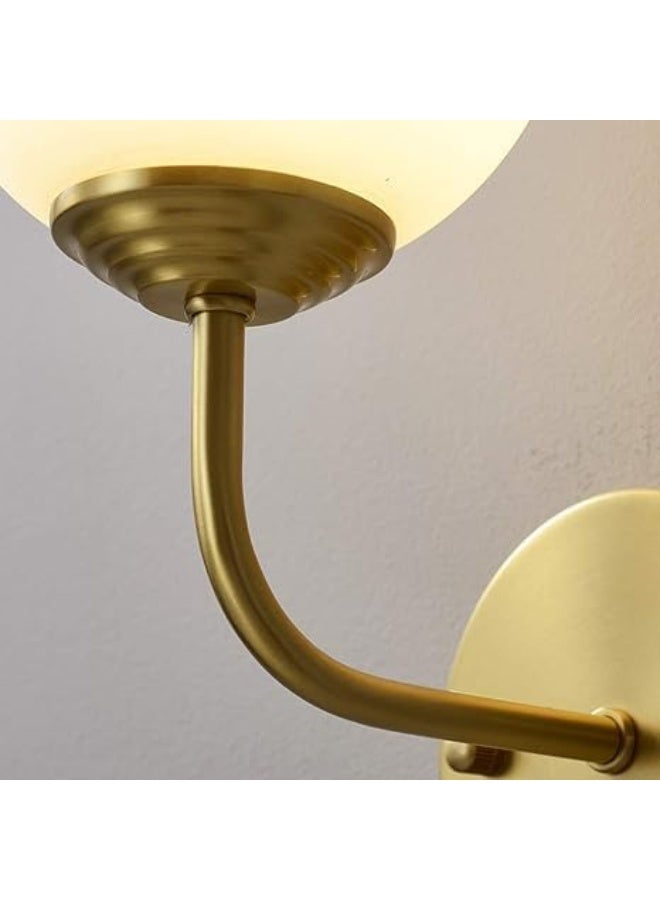 European Wall Light American Classic Wall Lamp Beautiful Brass Bracket Wall Light with White Glass Globe Shade E14 Socket Gold Finish Wall Sconce Decorative Lighting Fixture for Bedroom Bedside Aisle  - Image 4