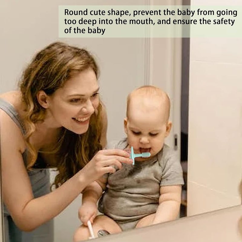 فرشاة أسنان الأطفال الخضراء 360 درجة، مصاصة سيليكون ناعمة مع قاعدة شفط - Image 4