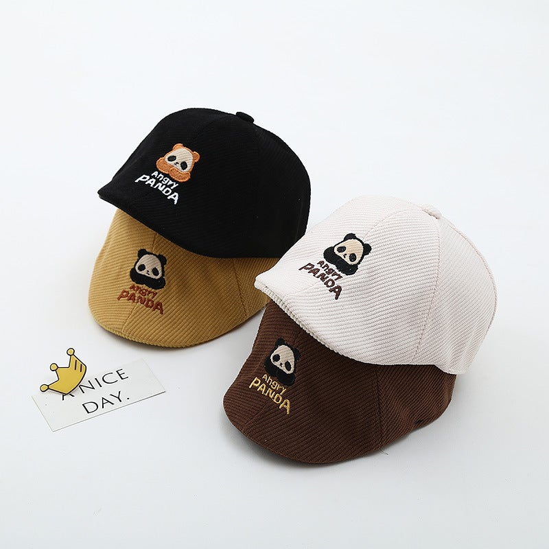Panda Kids Cap Corduroy Newsboy Cap Cotton - Image 3
