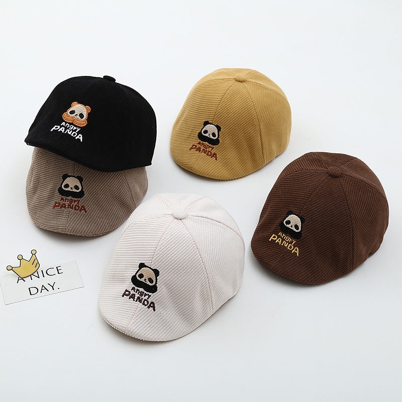 Panda Kids Cap Corduroy Newsboy Cap Cotton - Image 2