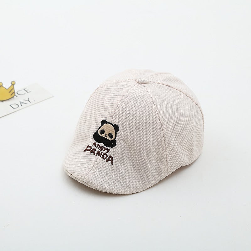 Panda Kids Cap Corduroy Newsboy Cap Cotton - Image 1