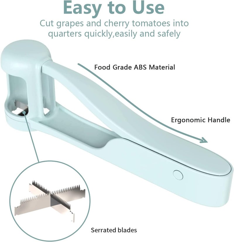 Luvan Grape Cutter for Toddlers, Grape Slicer for Baby, Grape Tomato Cherry Strawberry Cutter Tools Into 4 Pieces for Vegetable Fruit Salad, Stainless Steel Quarter Grape Slicer Kitchen Gadget - Image 2