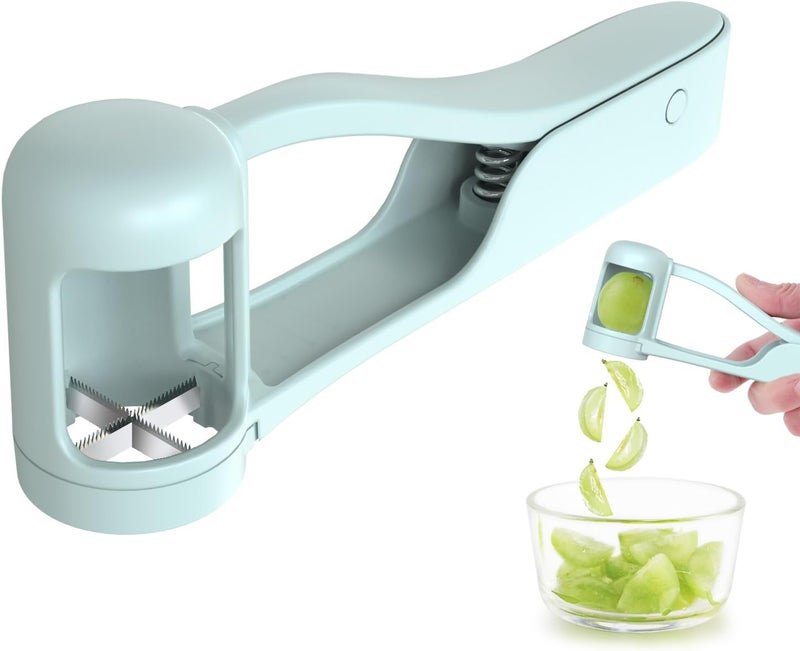 Luvan Grape Cutter for Toddlers, Grape Slicer for Baby, Grape Tomato Cherry Strawberry Cutter Tools Into 4 Pieces for Vegetable Fruit Salad, Stainless Steel Quarter Grape Slicer Kitchen Gadget - Image 1