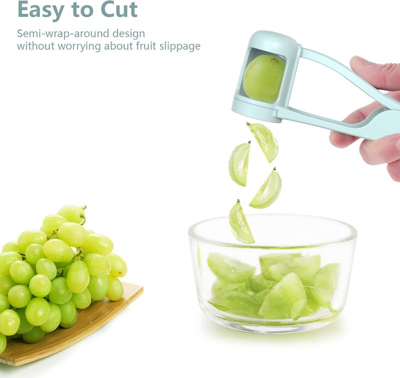 Luvan Grape Cutter for Toddlers, Grape Slicer for Baby, Grape Tomato Cherry Strawberry Cutter Tools Into 4 Pieces for Vegetable Fruit Salad, Stainless Steel Quarter Grape Slicer Kitchen Gadget - Image 3