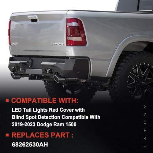 Lathsy LED Tail Light Red Cover with Blind Spot Compatible With 2019-2023 Dodge Ram 1500 Right Passenger Side Replace 68262530AH - Image 2