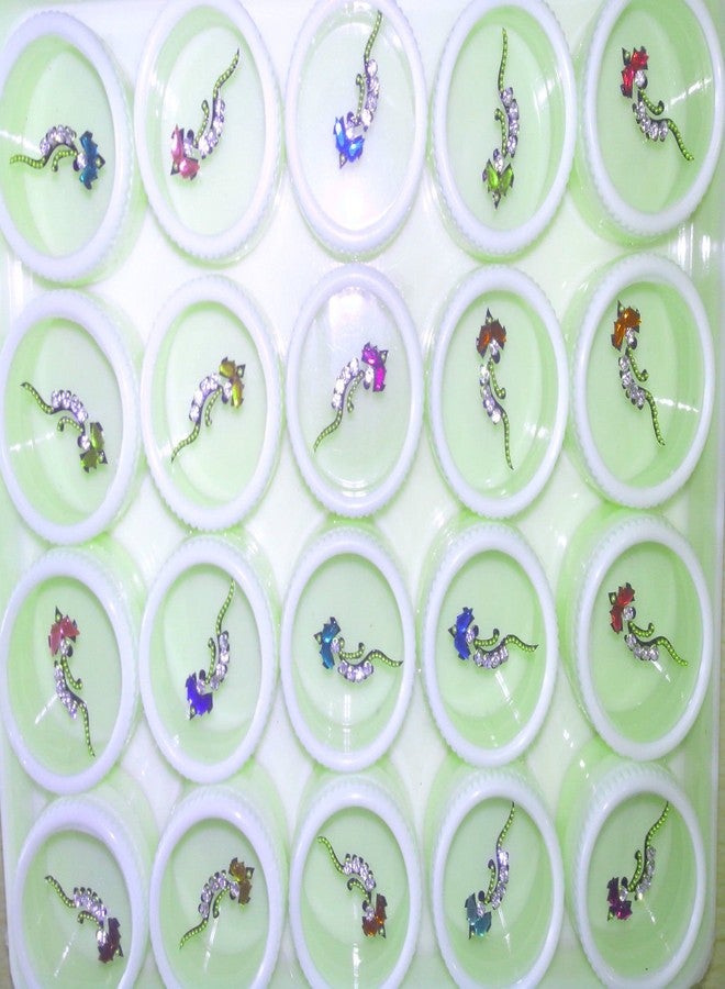 ATCUSA Bindi Box Long Multicolored Crystal Bindis Bridal face Jewels Forehead Tika (Pack of 40 Bindis) - Image 4