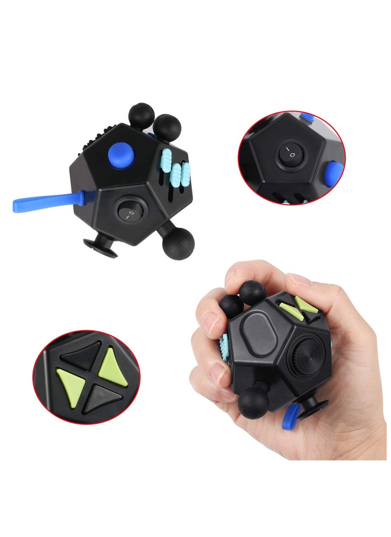 Mr. Penda - Fidget Cube with 12 Sides, Original Figet Cube Adult Infinity Fidget Cube Toy, Anti Stress Cube Toy for All Ages (Black) - Image 1