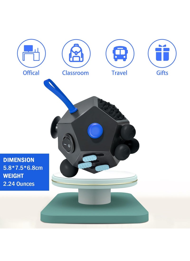 Mr. Penda - Fidget Cube with 12 Sides, Original Figet Cube Adult Infinity Fidget Cube Toy, Anti Stress Cube Toy for All Ages (Black) - Image 1