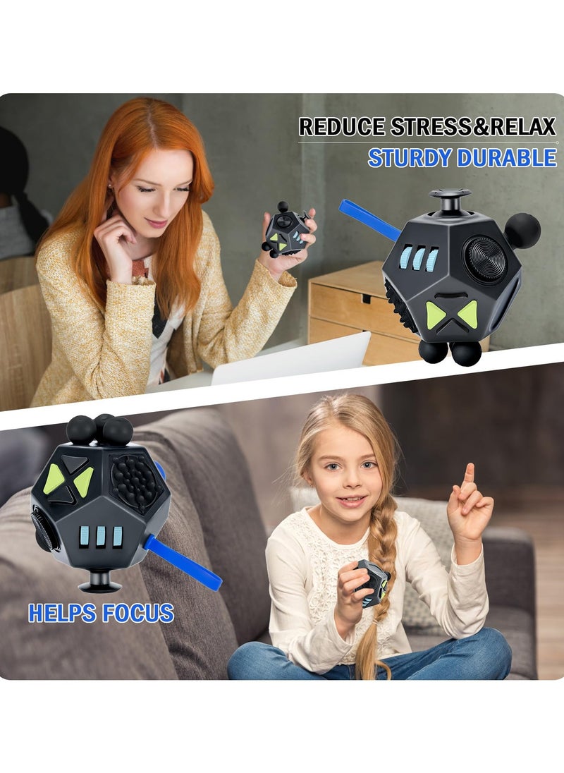 Mr. Penda - Fidget Cube with 12 Sides, Original Figet Cube Adult Infinity Fidget Cube Toy, Anti Stress Cube Toy for All Ages (Black) - Image 1