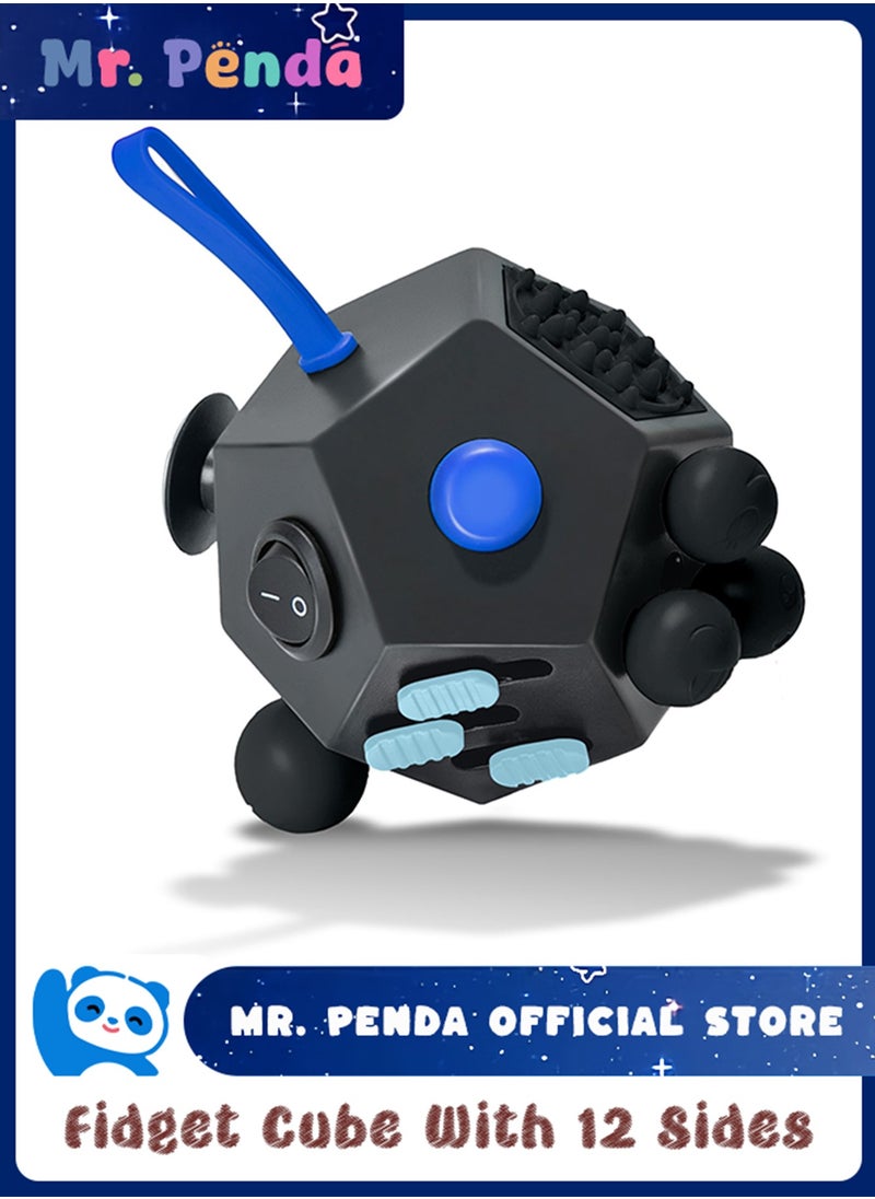 Mr. Penda - Fidget Cube with 12 Sides, Original Figet Cube Adult Infinity Fidget Cube Toy, Anti Stress Cube Toy for All Ages (Black) - Image 1