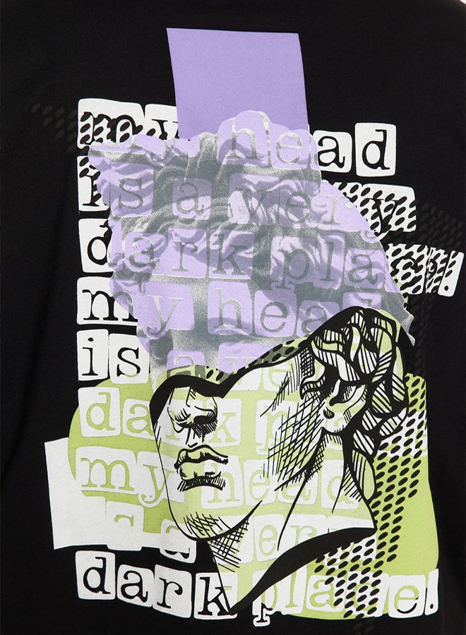 trendyol Men's Black Printed T-shirt - Image 4
