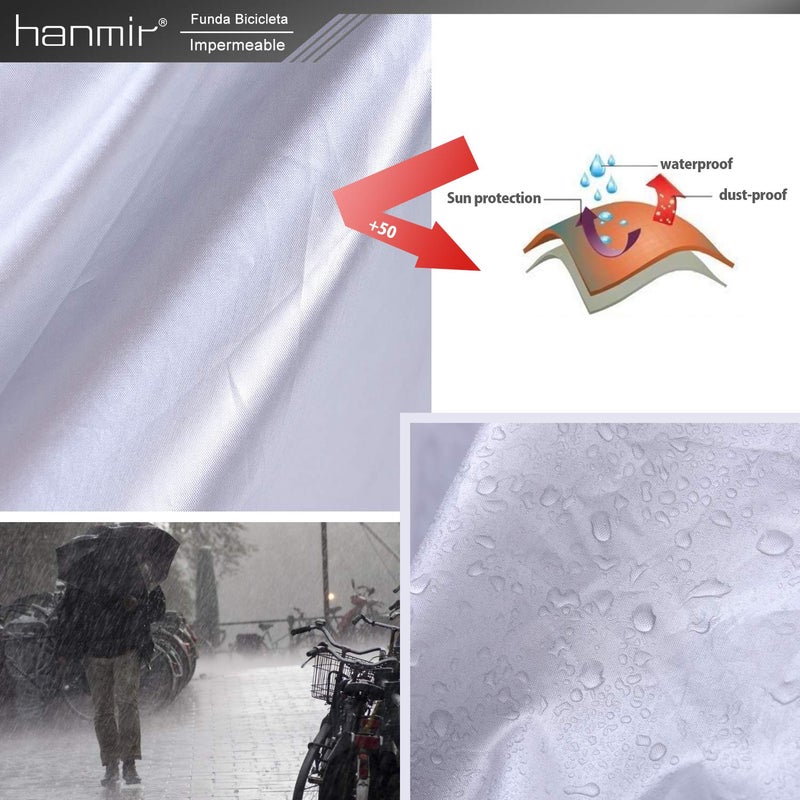 hanmir غطاء دراجة مقاوم للماء مناسب لدراجتين أو ثلاث دراجات، مزود بفتحة قفل، مناسب للدراجات الجبلية والطرق. - Image 5