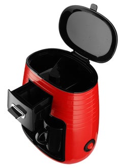 edoolffe Mini American Drip Coffee Machine and Tea Maker 250ml 450W with 2 Black Ceramic Cups MD-235 Red  - Image 3