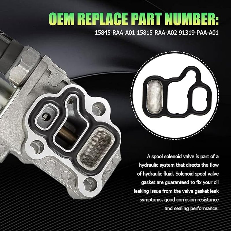 مجموعة حشية الصمام السولينويد VVT VTEC من ليكسيث، مجموعة حشية غطاء صمام المحرك، 15845-RAA-A01 15815-RAA-A02 شاشة مرشح صمام البكرة، قطع غيار استبدال الصمام السولينويد مناسبة لهوندا سيفيك أكورد CR-V - Image 3