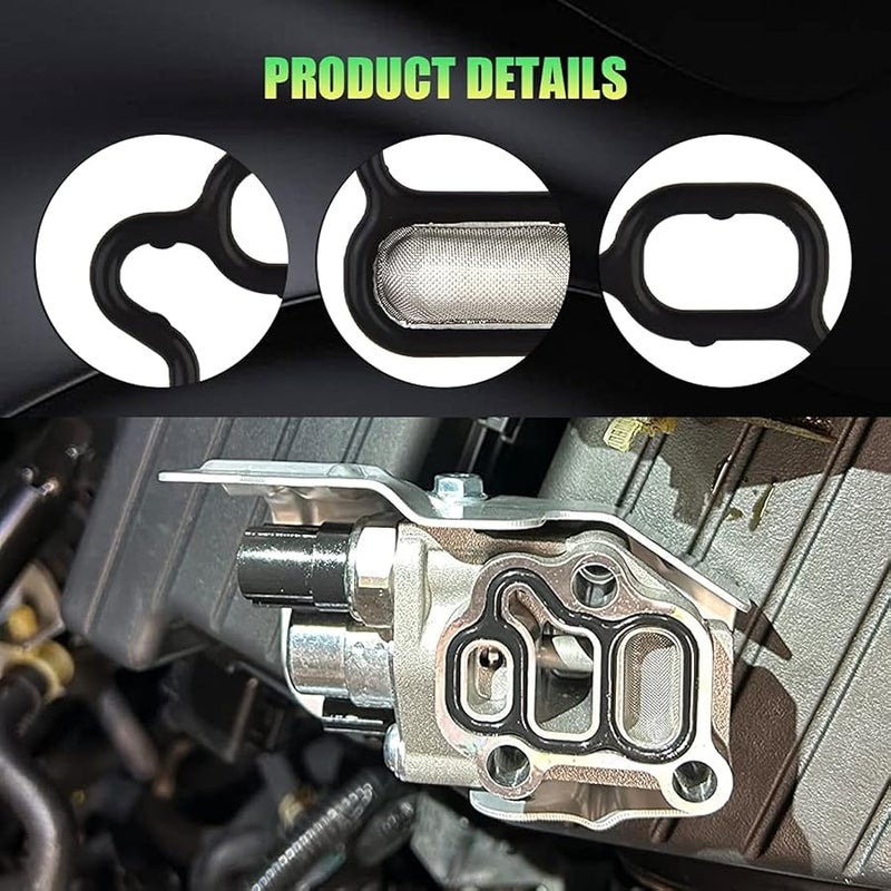مجموعة حشية الصمام السولينويد VVT VTEC من ليكسيث، مجموعة حشية غطاء صمام المحرك، 15845-RAA-A01 15815-RAA-A02 شاشة مرشح صمام البكرة، قطع غيار استبدال الصمام السولينويد مناسبة لهوندا سيفيك أكورد CR-V - Image 4