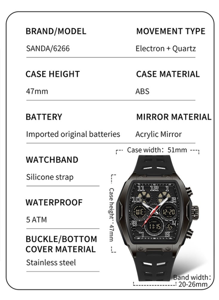 Sanda Fashion Men's Electronic Watch Sports Multi functional Waterproof Night Light Men's Electronic Watch - Image 5