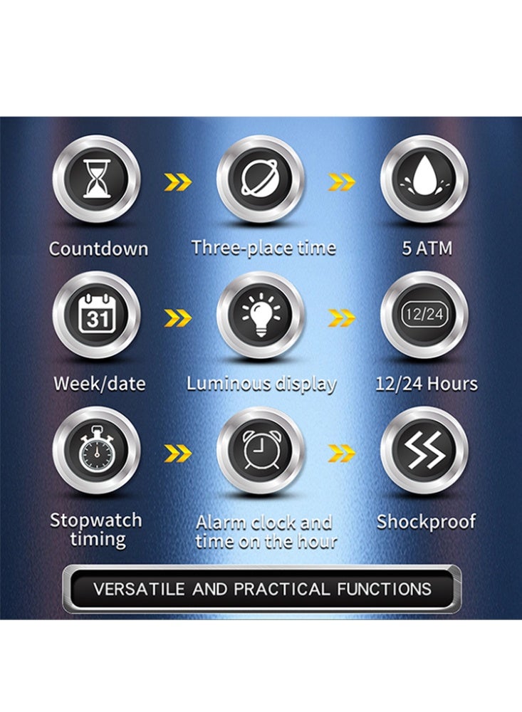 Sanda Fashion Men's Electronic Watch Sports Multi functional Waterproof Night Light Men's Electronic Watch - Image 4