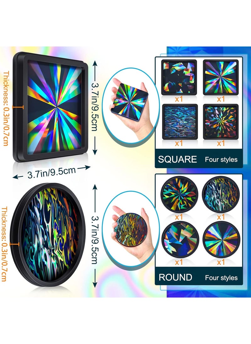Nuenen 8 Pcs Holographic Resin Coaster Molds Resin Mold Coaster Square Epoxy Round Silicone for Epoxy for DIY Cups Mats Home Decoration  - Image 2