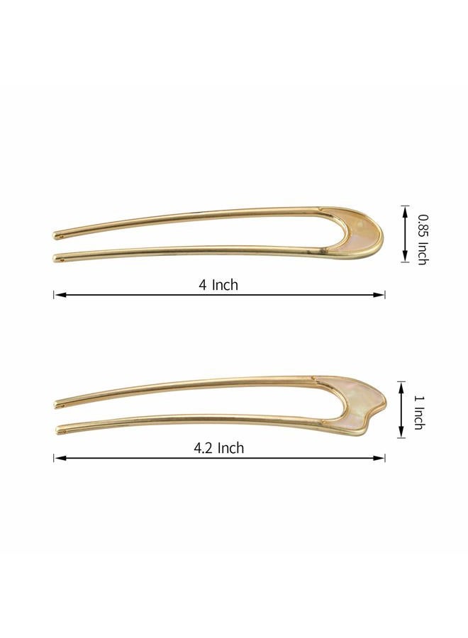FRDTLUTHW U-Shaped Hair Pins Metal Vintage Hair Sticks French Hair Pin Hairstyle Chignon for Women Girls, 2PCS-Style 1 - Image 2