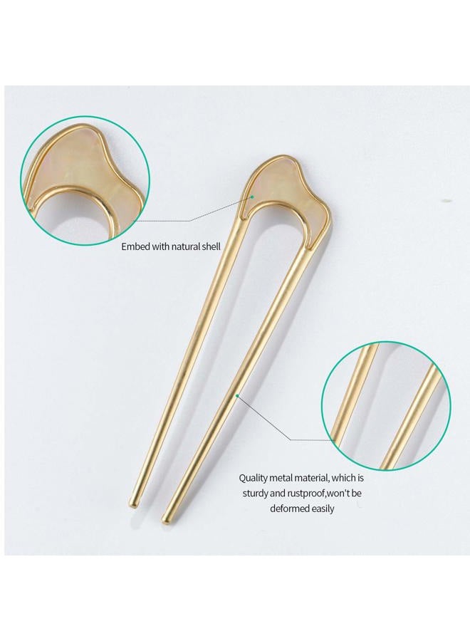 FRDTLUTHW U-Shaped Hair Pins Metal Vintage Hair Sticks French Hair Pin Hairstyle Chignon for Women Girls, 2PCS-Style 1 - Image 3